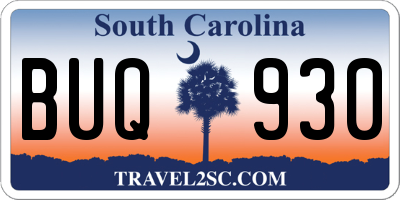 SC license plate BUQ930