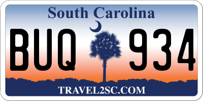 SC license plate BUQ934