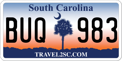 SC license plate BUQ983