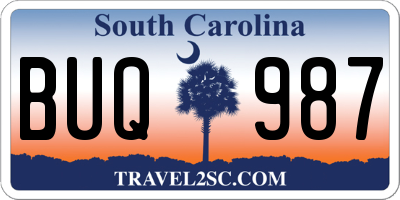 SC license plate BUQ987