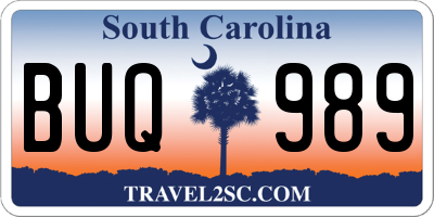 SC license plate BUQ989