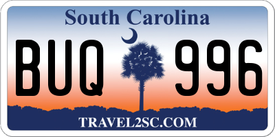 SC license plate BUQ996