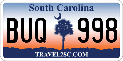 SC license plate BUQ998