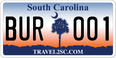 SC license plate BUR001