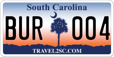 SC license plate BUR004