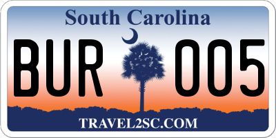 SC license plate BUR005