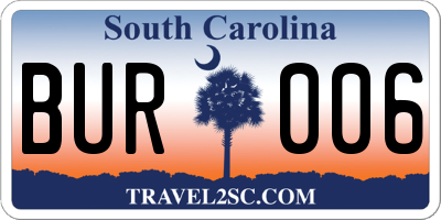 SC license plate BUR006