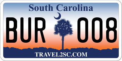 SC license plate BUR008