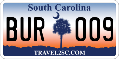 SC license plate BUR009
