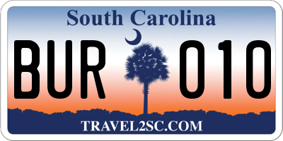 SC license plate BUR010