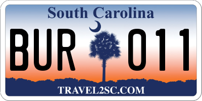 SC license plate BUR011