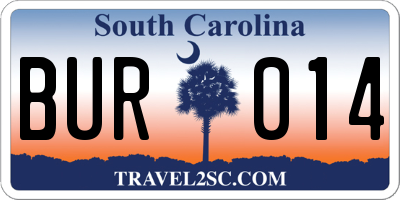 SC license plate BUR014