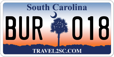 SC license plate BUR018
