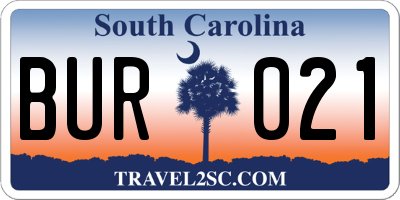 SC license plate BUR021