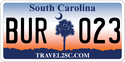SC license plate BUR023