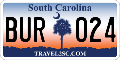 SC license plate BUR024