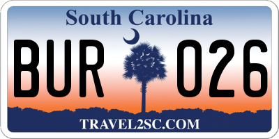 SC license plate BUR026