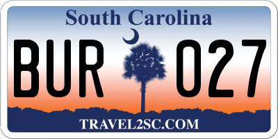 SC license plate BUR027
