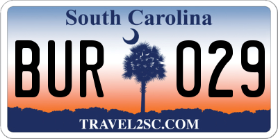 SC license plate BUR029