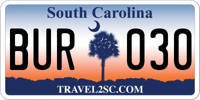 SC license plate BUR030