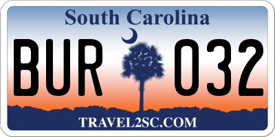 SC license plate BUR032