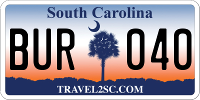 SC license plate BUR040