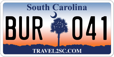 SC license plate BUR041