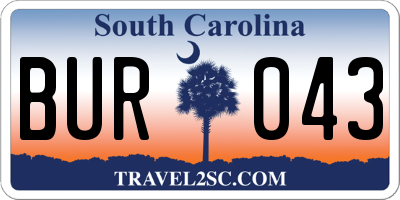 SC license plate BUR043