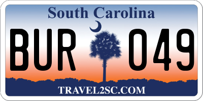 SC license plate BUR049