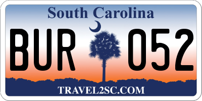 SC license plate BUR052