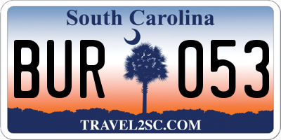 SC license plate BUR053