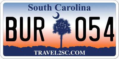 SC license plate BUR054