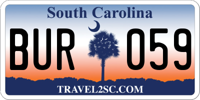 SC license plate BUR059