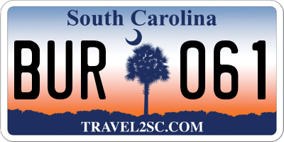 SC license plate BUR061