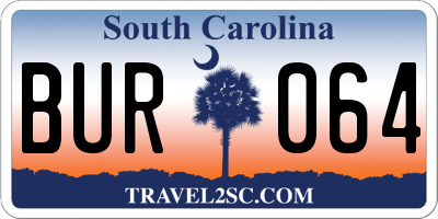 SC license plate BUR064