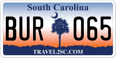SC license plate BUR065