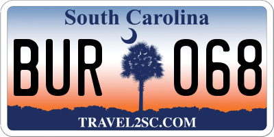 SC license plate BUR068