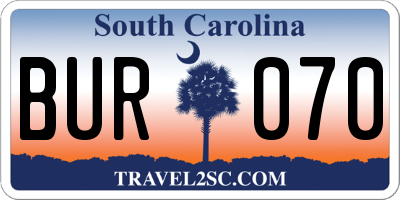 SC license plate BUR070