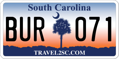 SC license plate BUR071