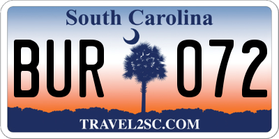 SC license plate BUR072
