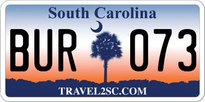 SC license plate BUR073