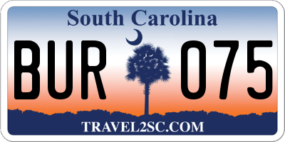 SC license plate BUR075