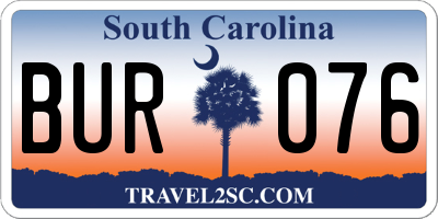 SC license plate BUR076