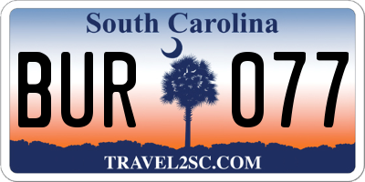SC license plate BUR077