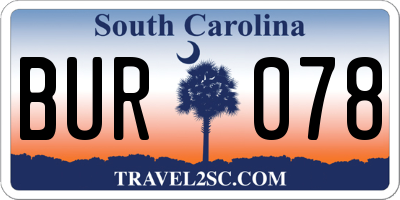 SC license plate BUR078
