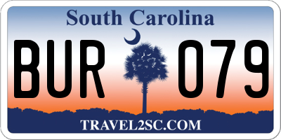 SC license plate BUR079