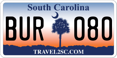 SC license plate BUR080