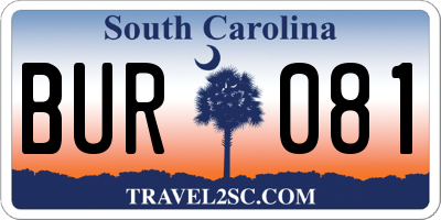 SC license plate BUR081