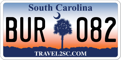 SC license plate BUR082