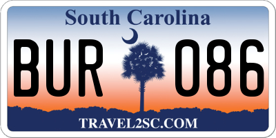 SC license plate BUR086